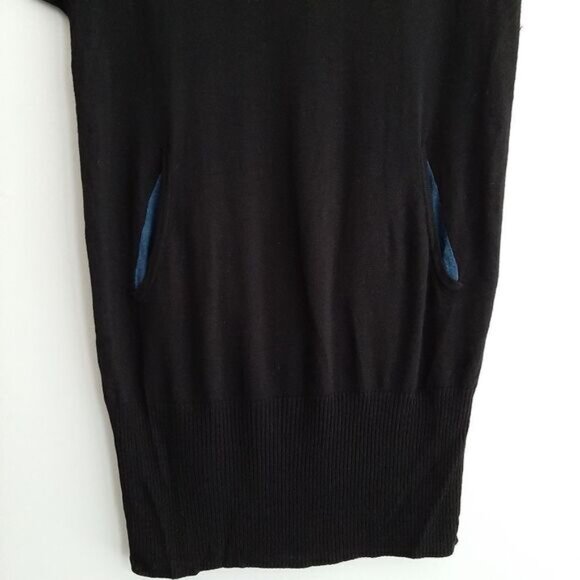 COVET Soft Bamboo Viscose & Wool Blend T-Neck Tunic Top Fine Knit Black Sz S - Picture 3 of 14